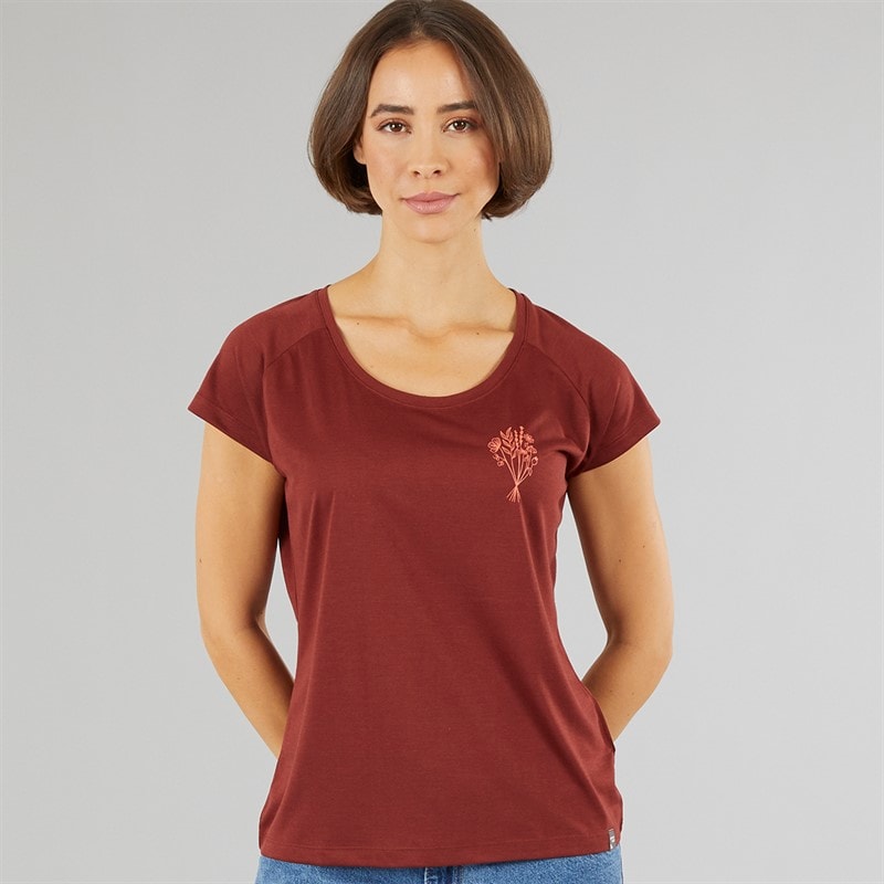 Womens Wild Flower Graphic T-Shirt Chipotle - Image 1