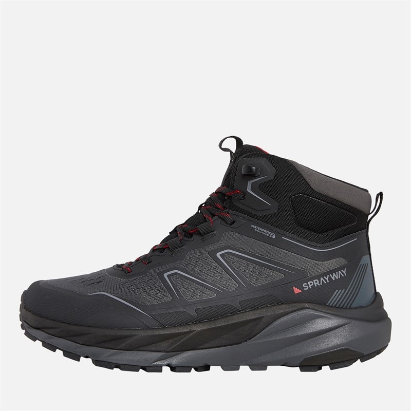 Sprayway Mens Higger 2 Mid HydroDRY Waterproof Trail Walking Boots Black/Tango Red