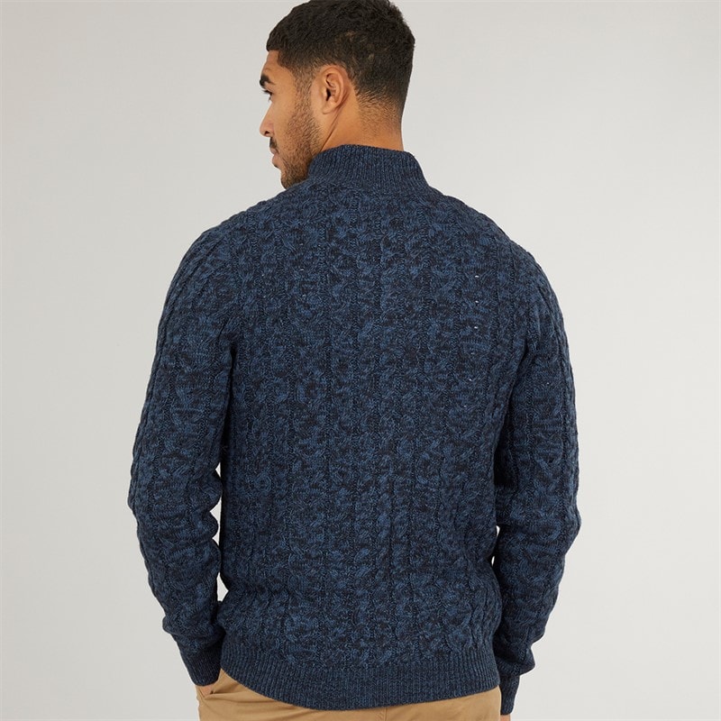Mens Hasting Mock Neck Knitted Jumper Denim Twist - Image 2