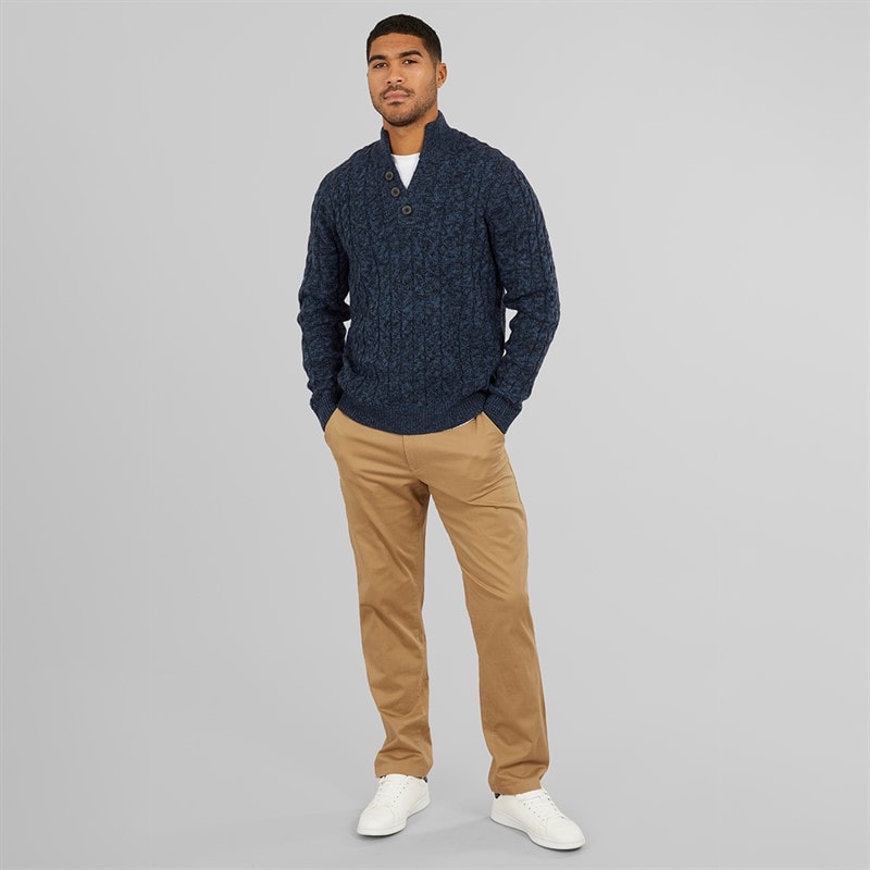 Mens Hasting Mock Neck Knitted Jumper Denim Twist - Image 4