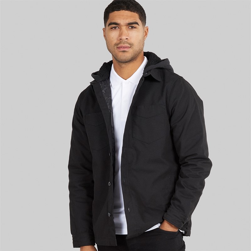 THREADBARE Mens Soda Shacket Black