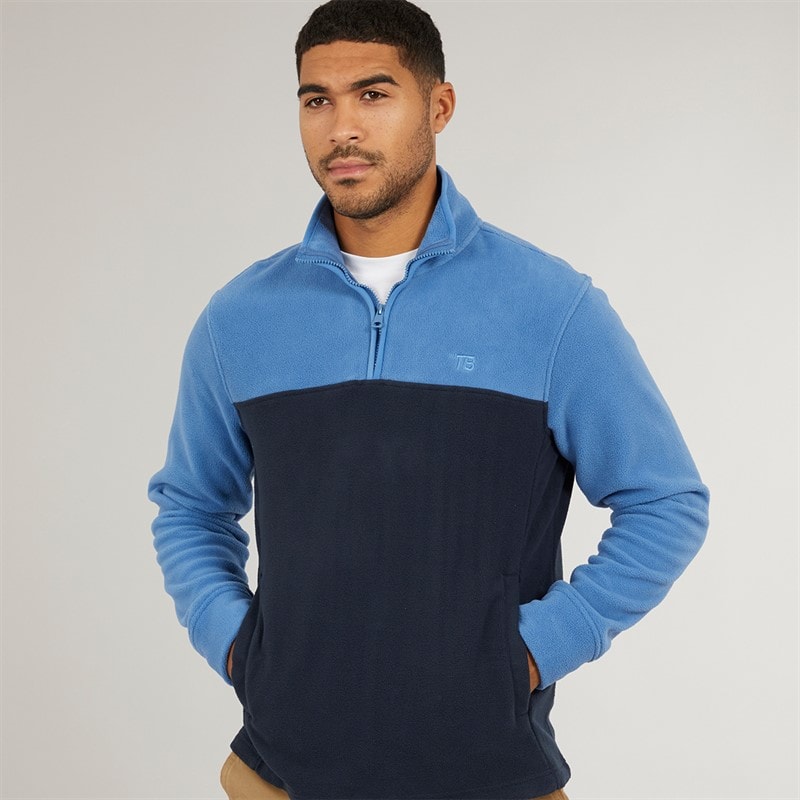 THREADBARE Mens Wham 1/4 Zip Fleece Colbalt/Navy