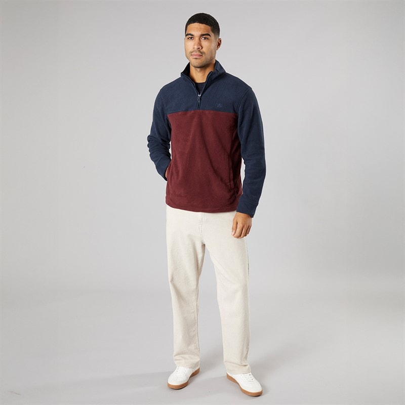 Mens Wham 1/4 Zip Fleece Navy/Burgundy - Image 4