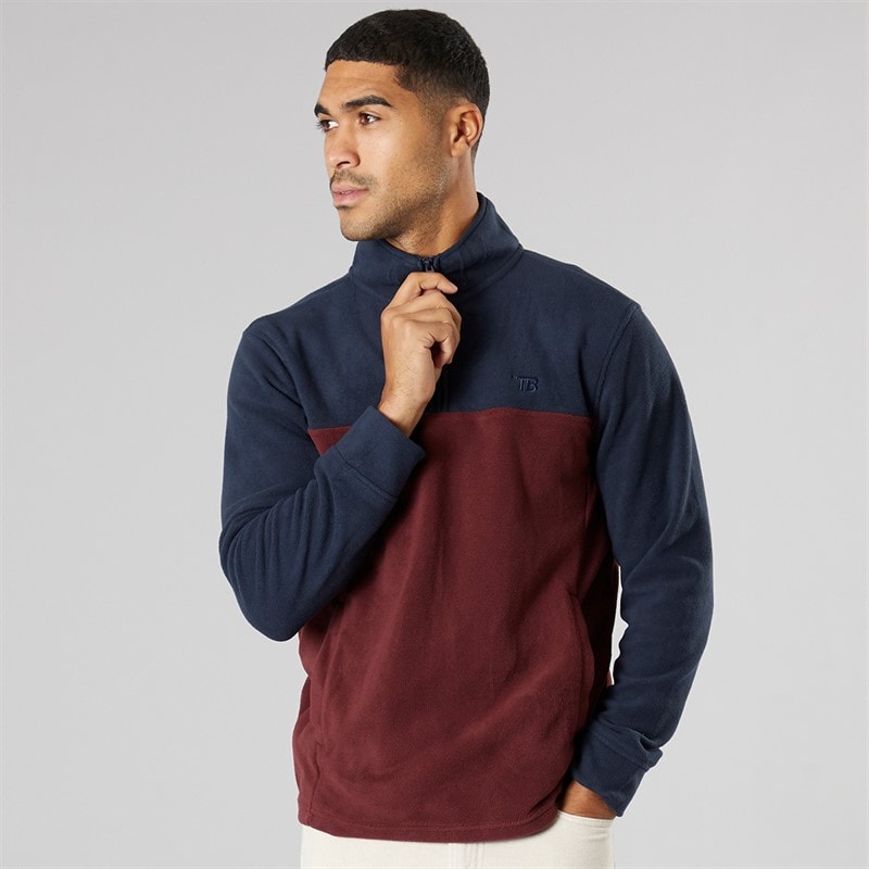 Mens Wham 1/4 Zip Fleece Navy/Burgundy - Image 5