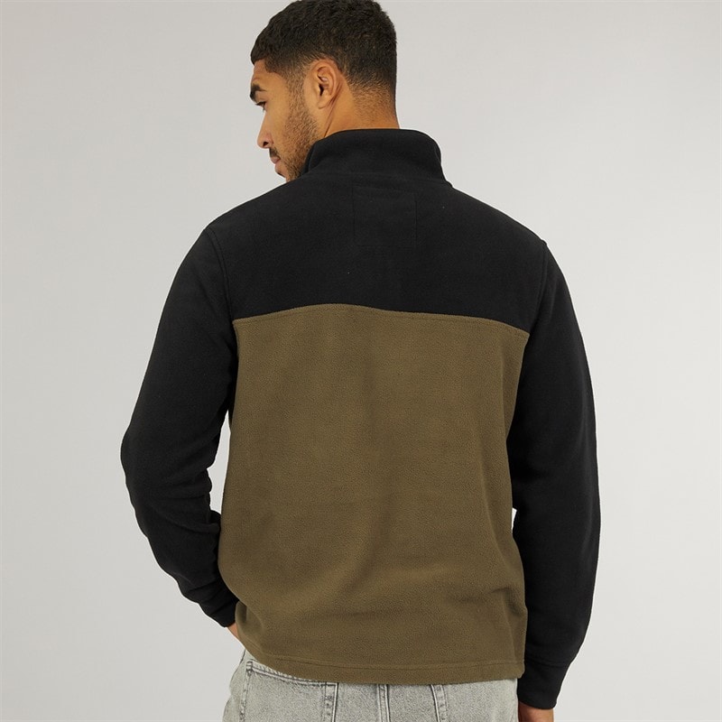 Mens Wham 1/4 Zip Fleece Black/Khaki - Image 2