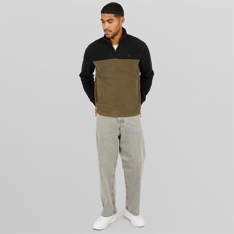 Mens Wham 1/4 Zip Fleece Black/Khaki - Image 3