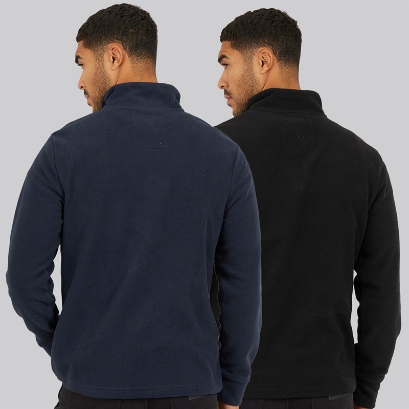 Mens Two Pack Pascal 1/4 Zip Fleeces Black/Navy - Image 2