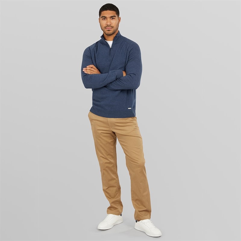 Mens Jenning 1/4 Zip Jumper Denim - Image 3