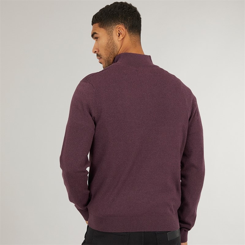 Mens Fox 1/4 Zip Jumper Plum - Image 2
