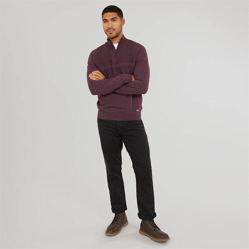Mens Fox 1/4 Zip Jumper Plum - Image 4