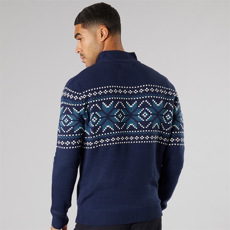 Mens 1/4 Zip Hinchley Jumper Navy - Image 2