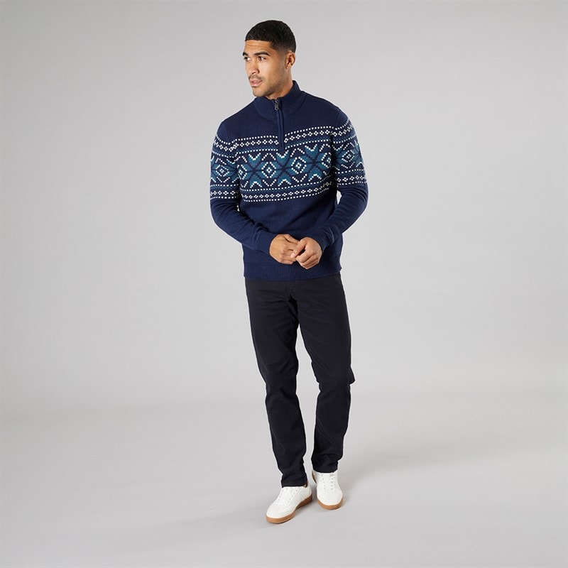 Mens 1/4 Zip Hinchley Jumper Navy - Image 4