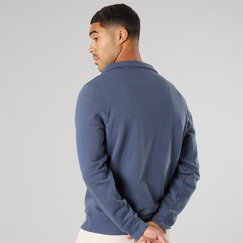 Mens 1/4 Zip Cosmopolitan Fleece Sweatshirt Denim - Image 2