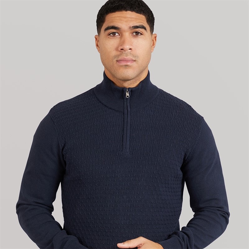 Mens Whitney 1/4 Zip Jumper Navy - Image 3