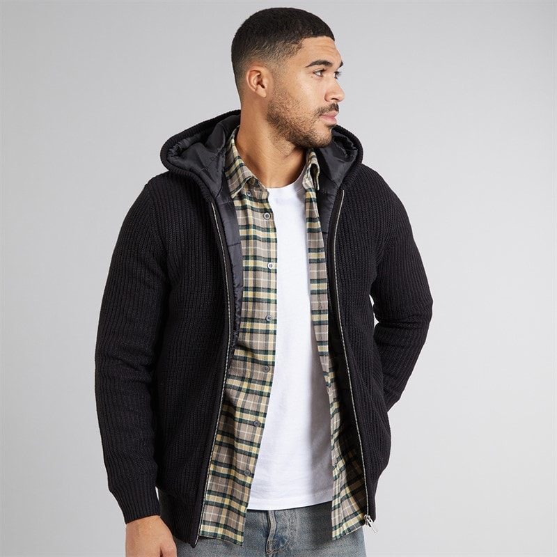 THREADBARE Mens Haydock Knitted Shacket Black