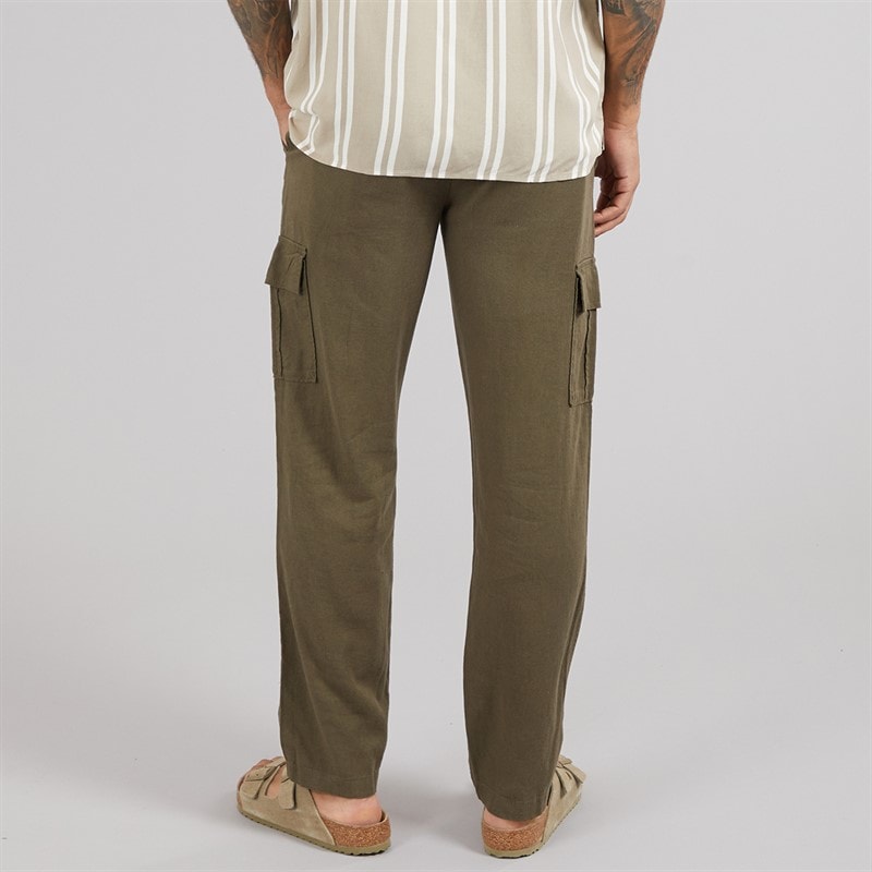 Mens Ramsay Linen Trousers Khaki - Image 2