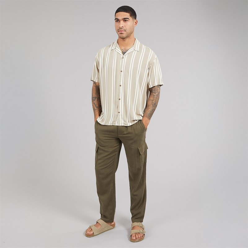 Mens Ramsay Linen Trousers Khaki - Image 3