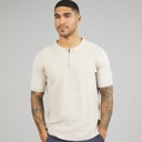 Mens Kelso Knitted Zip Polo Shirt Light Taupe