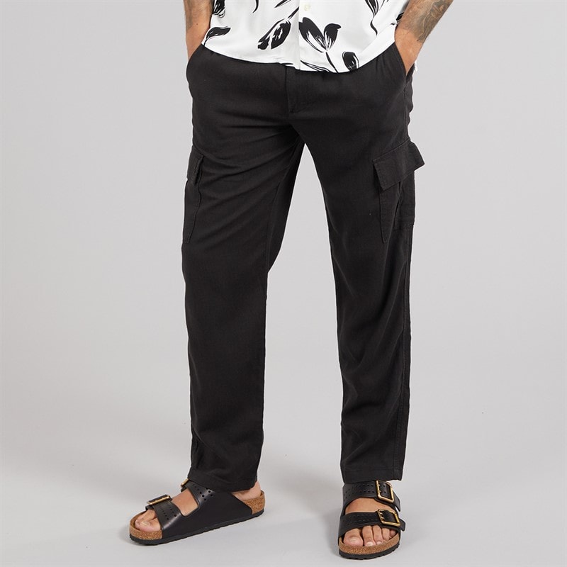 Mens Ramsay Linen Trousers Black - Image 1