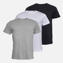 Mens Three Pack Crew Neck T-Shirts Black/White/Grey