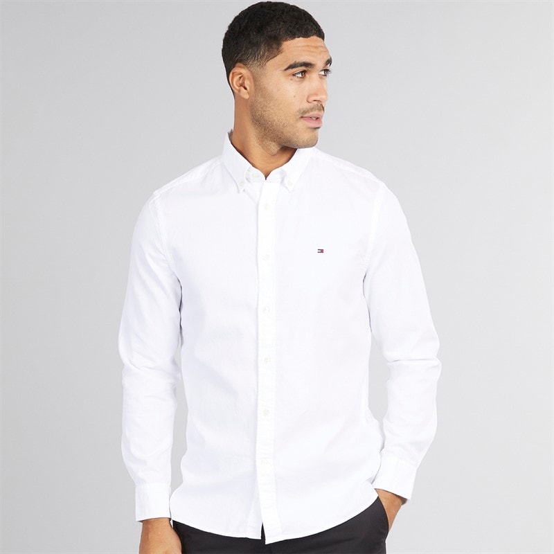 Tommy Hilfiger Mens Flex Dobby Shirt TH Optic White
