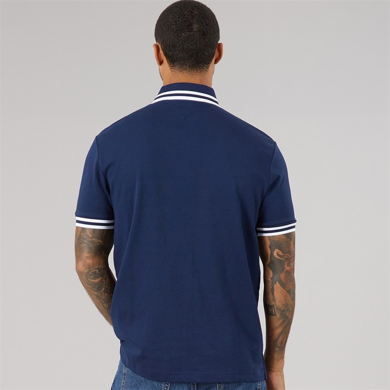 Mens Chest Branding Polo Shirt Carbon Navy/White - Image 2