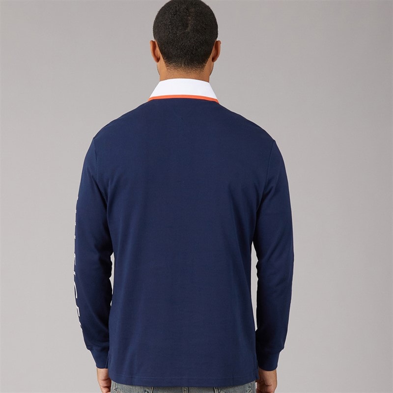 Mens Athleisure Long Sleeve Polo Shirt Carbon Navy - Image 2