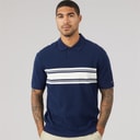 Mens Placed Breton Polo Shirt Carbon Navy