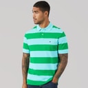 Mens Block Stripe Reg Polo Shirt Jade Wink/Arctic Aqua