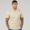 Mens Interlock Zip Regular Polo Shirt Sandalwood