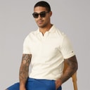 Mens Collar Intrest Polo Shirt Ivory Petal