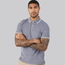 Mens Cotton Linen Pique Polo Shirt Desert Sky