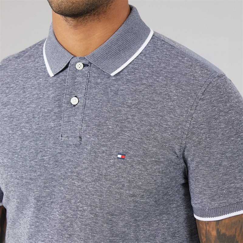 Mens Cotton Linen Pique Polo Shirt Desert Sky - Image 3