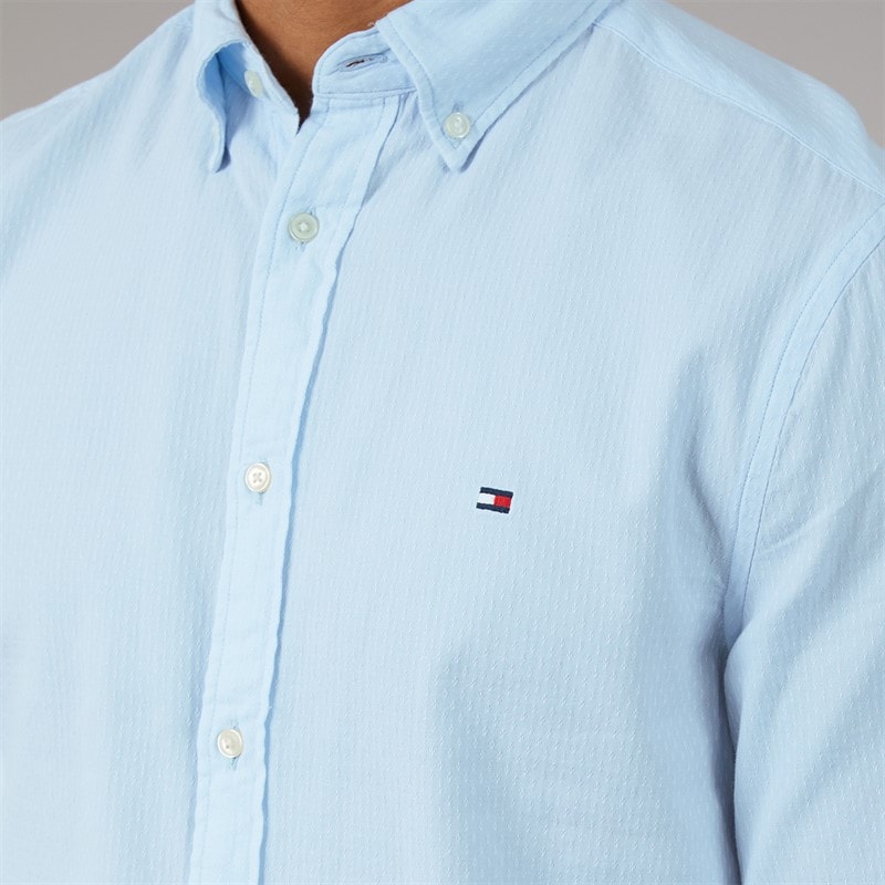 Mens Flex Dobby Long Sleeve Shirt Sweet Blue - Image 3