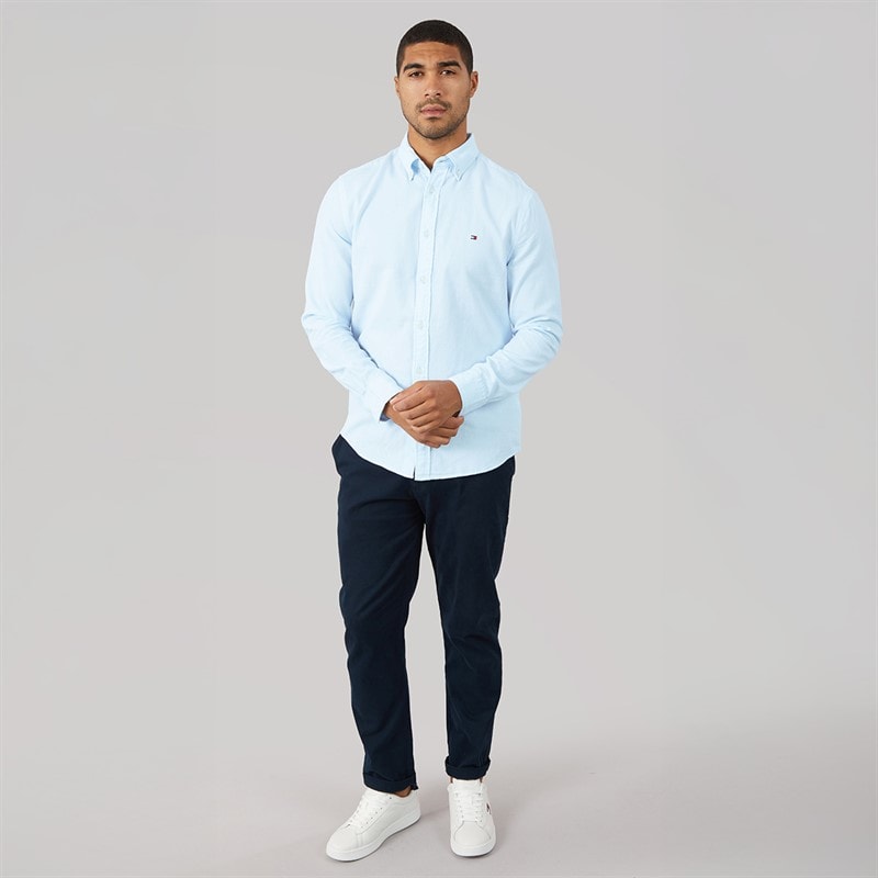 Mens Flex Dobby Long Sleeve Shirt Sweet Blue - Image 4