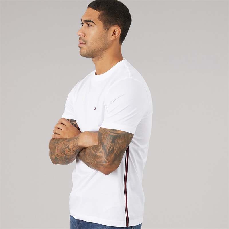 Mens Global Stripe T-Shirt White - Image 2