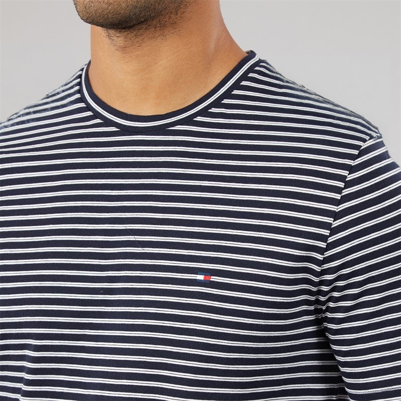 Mens Essential Seasonal Reg Fit T-Shirt Desert Sky/Ecru Stripe - Image 3