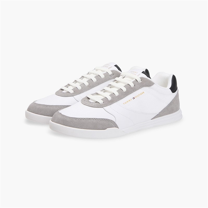 Mens Low Pro Leather Mix Trainers White - Image 2
