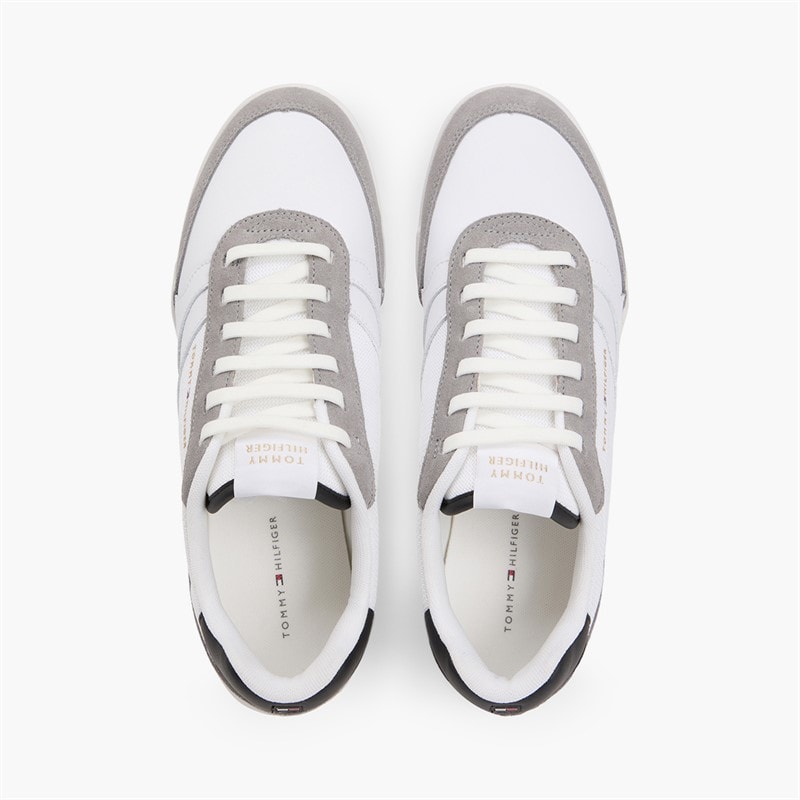 Mens Low Pro Leather Mix Trainers White - Image 4
