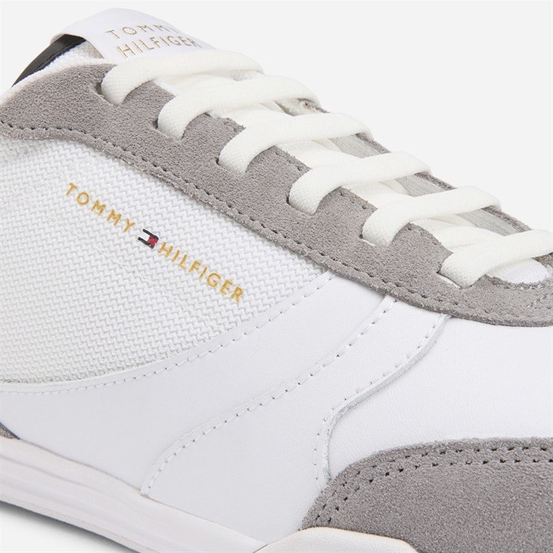 Mens Low Pro Leather Mix Trainers White - Image 5