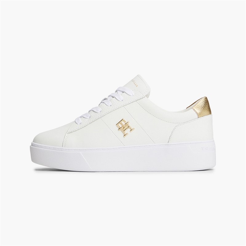 Womens Platform Court Trainers White - Image 2