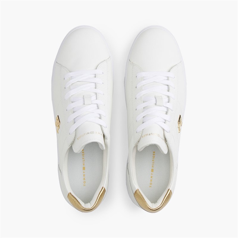 Womens Platform Court Trainers White - Image 4