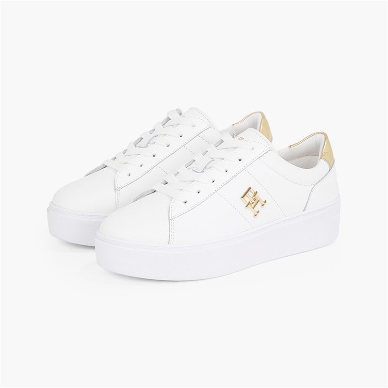 Womens Platform Court Trainers White - Image 5