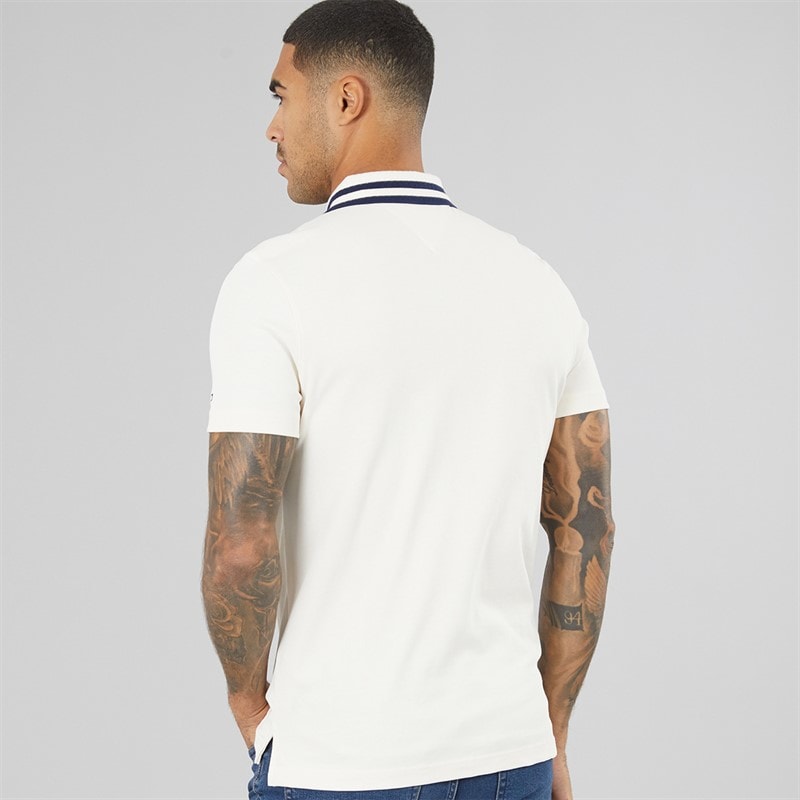 Mens Left Chest Graphic Polo Shirt Ivory Petal - Image 2