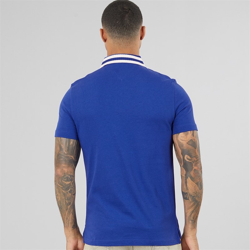 Mens Left Chest Graphic Polo Shirt Pigment Blue - Image 2