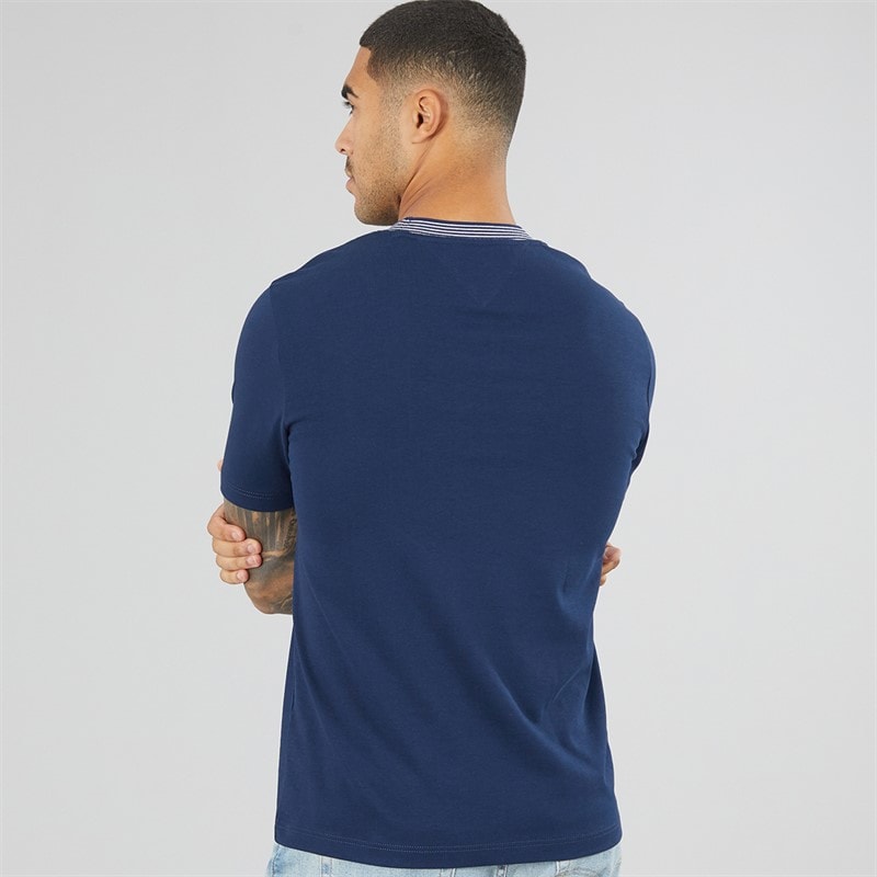 Mens Nautical Tipped Collar T-Shirt Carbon Navy - Image 2