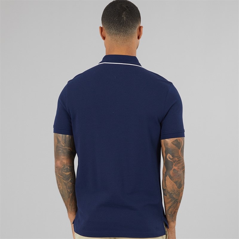 Mens Pique Placket Polo Shirt Carbon Navy - Image 2