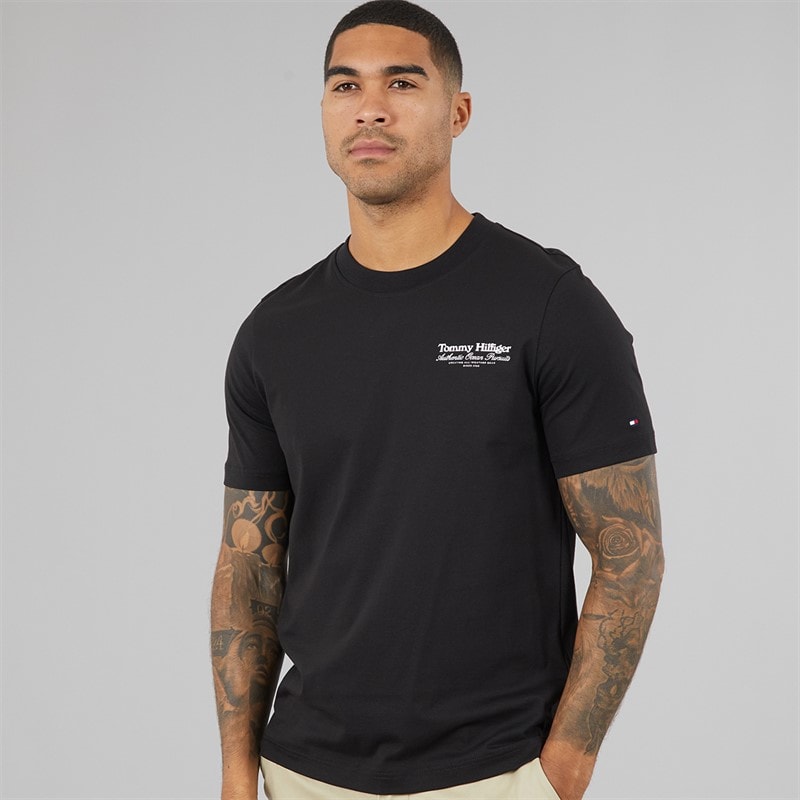 Mens Nautical Back Graphic T-Shirt Black - Image 2