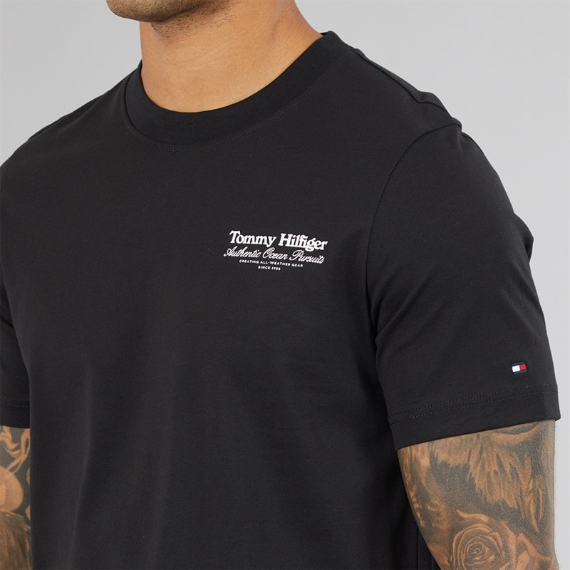 Mens Nautical Back Graphic T-Shirt Black - Image 4