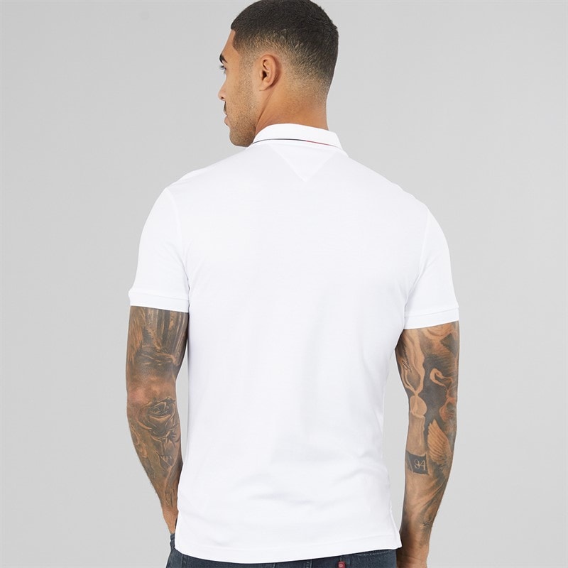 Mens Liquid Cotton Tipped Polo Shirt White - Image 2